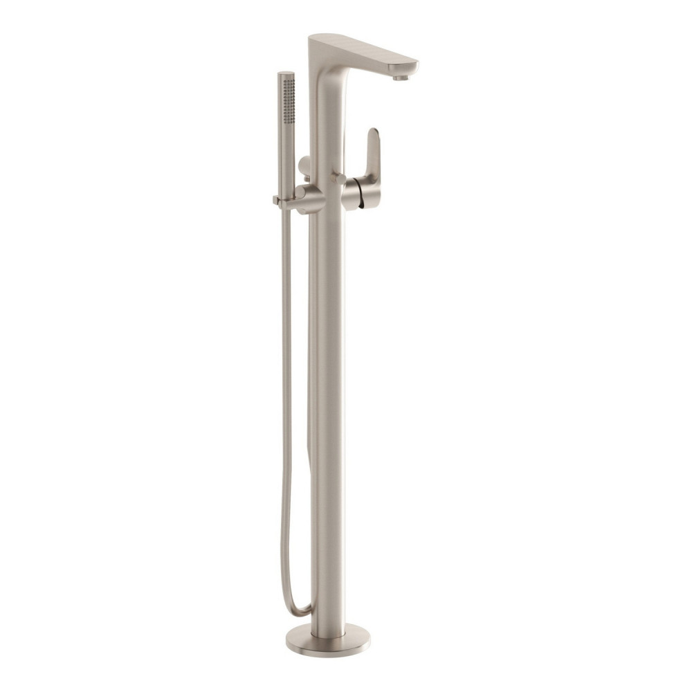 VitrA Root Round Brushed Nickel Freestanding Bath Shower Mixer
