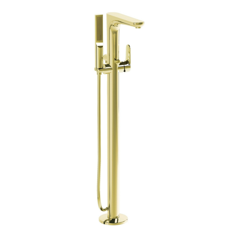 VitrA Root Round Soft Gold Freestanding Bath Shower Mixer