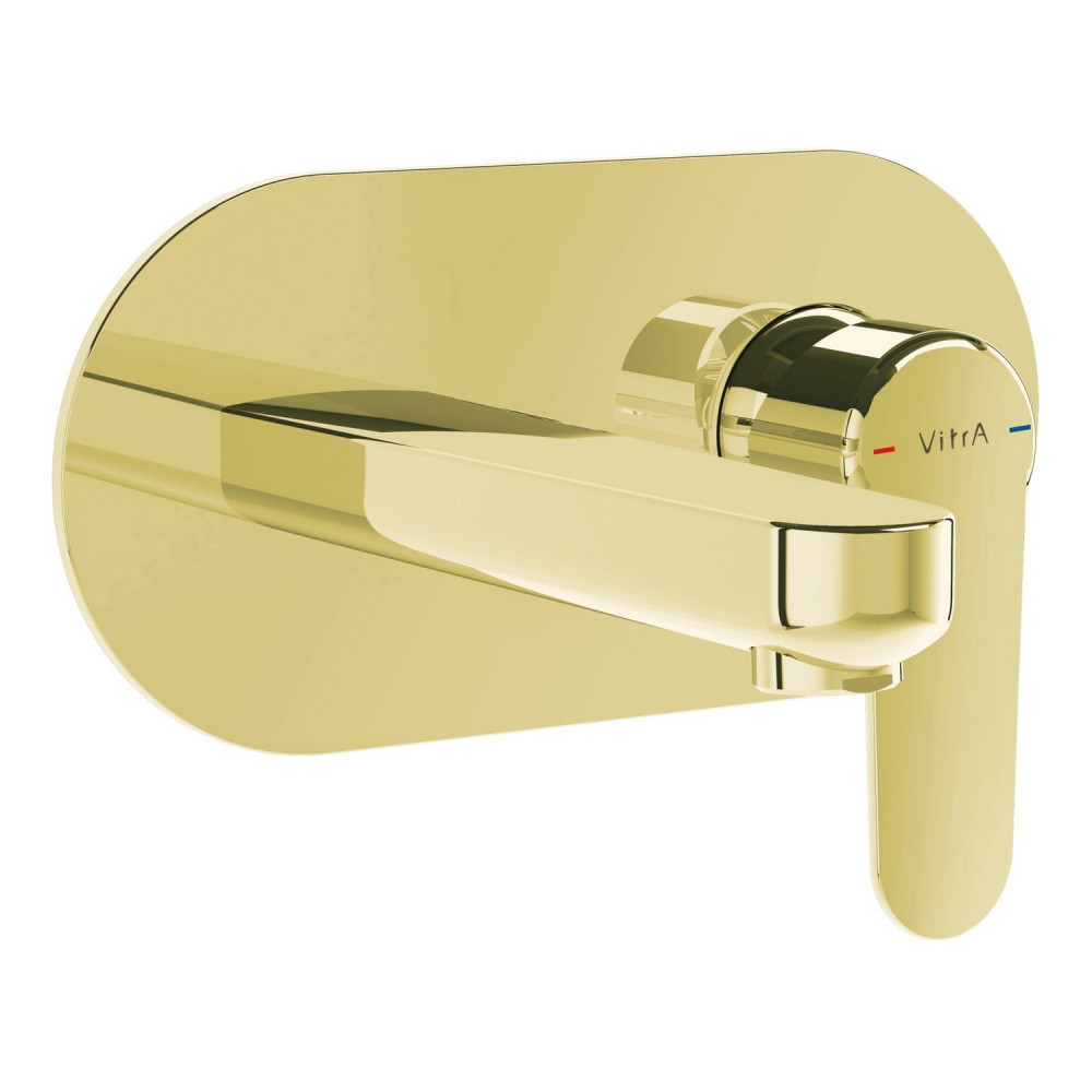 VitrA Root Round Soft Gold Wall Mounted Basin Mixer