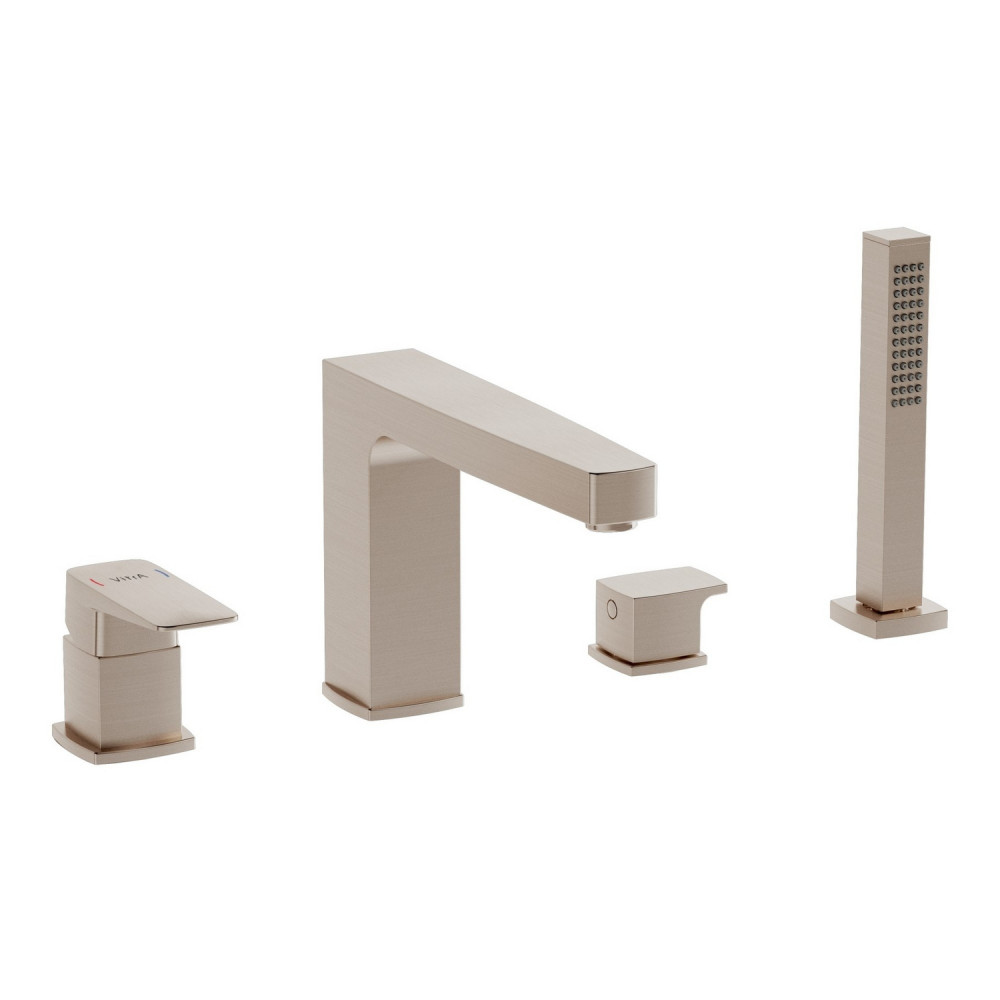 VitrA Root Square Brushed Nickel 4TH Bath Shower Mixer