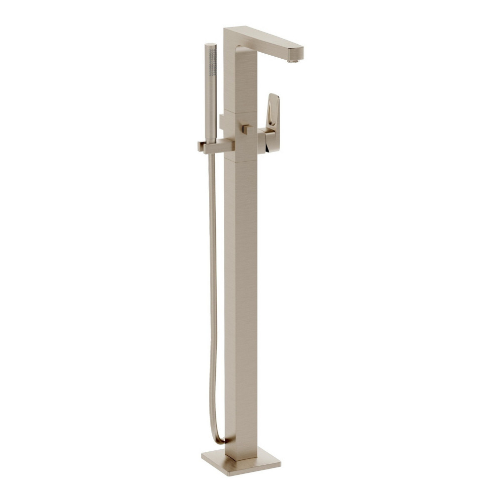 VitrA Root Square Brushed Nickel Freestanding Bath Shower Mixer