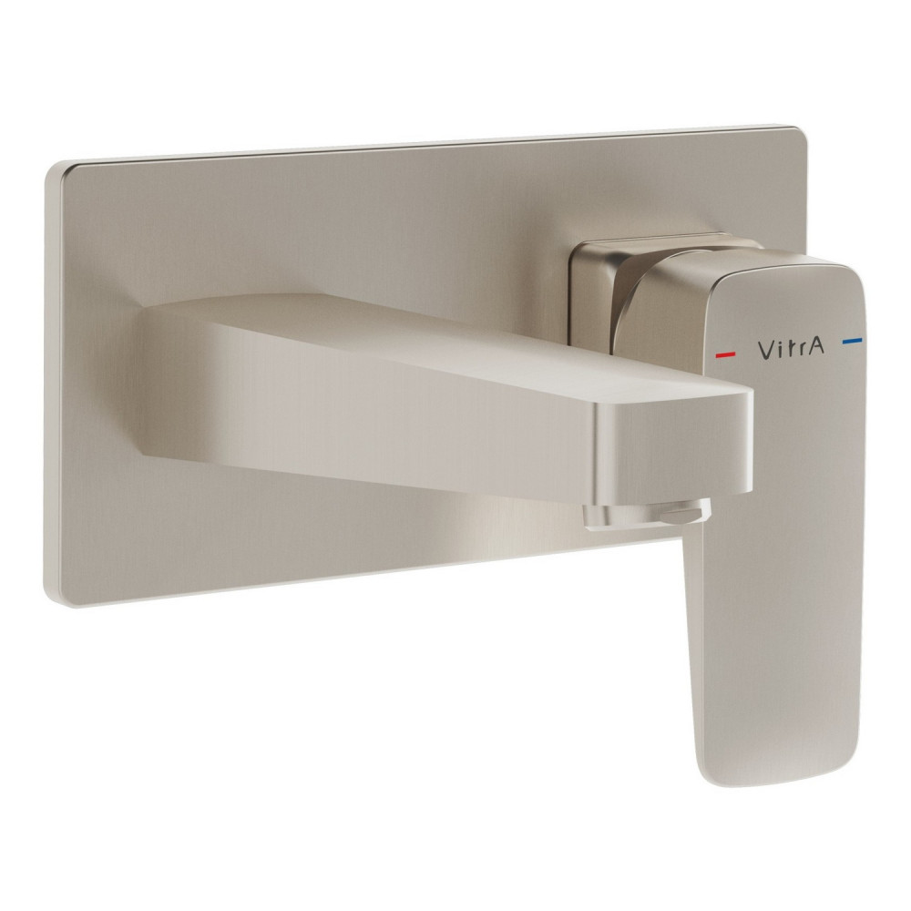 VitrA Root Square Brushed Nickel Wall Mounted Basin Mixer