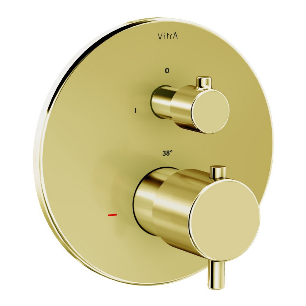 VitrA Round Soft Gold Thermostatic Dual Outlet Concealed Shower Valve