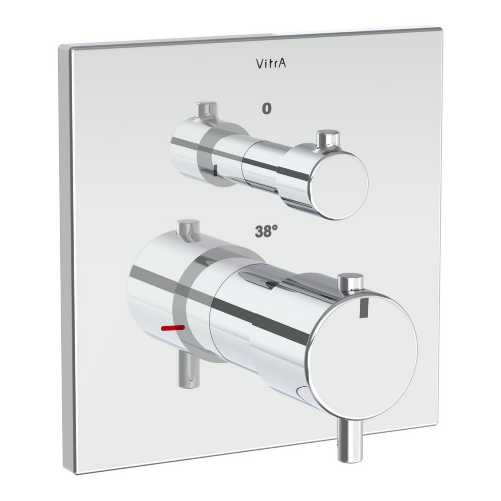 VitrA Square Chrome Thermostatic Single Outlet Concealed Shower Valve