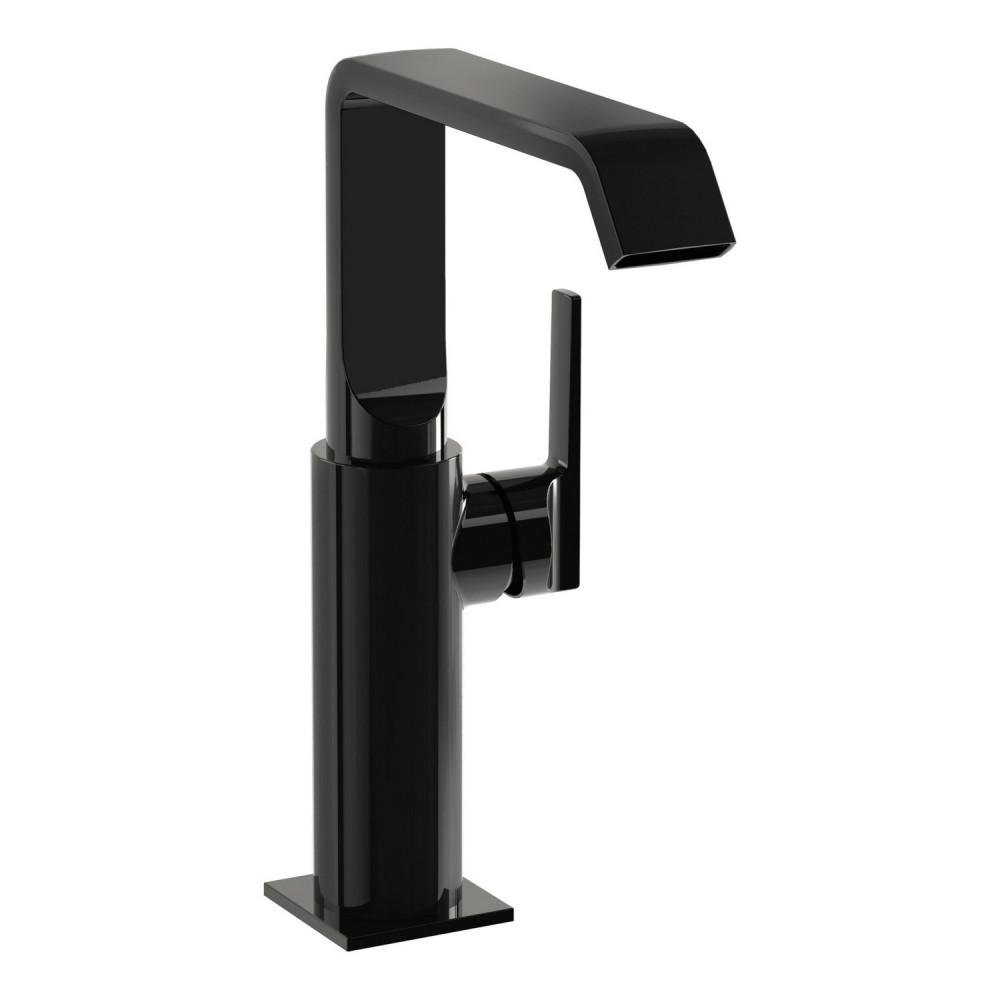 VitrA Suit Tall Basin Mixer with Side Handle in Gloss Black