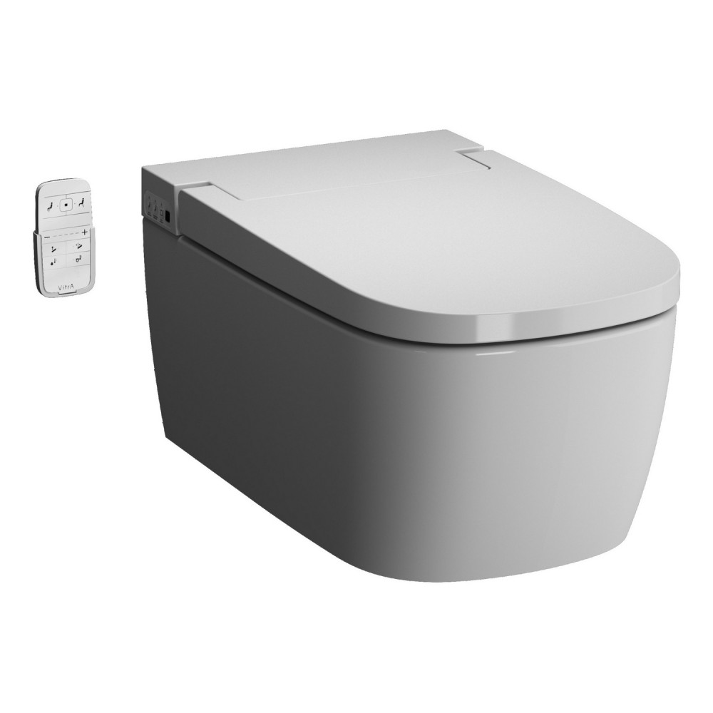 VitrA V Care Essential Rimless Smart Wall Hung White Shower Toilet and Seat