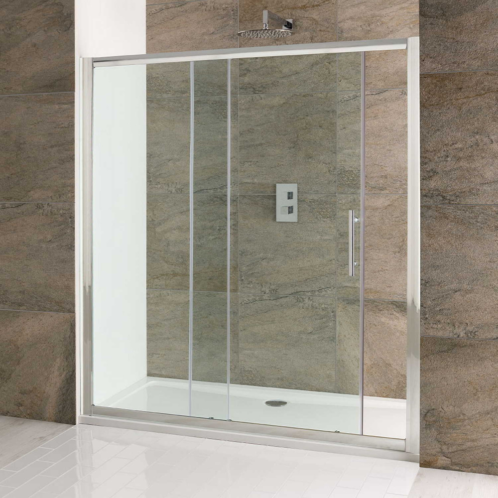 Volente 1000mm Chrome Clear Glass Sliding Shower Door