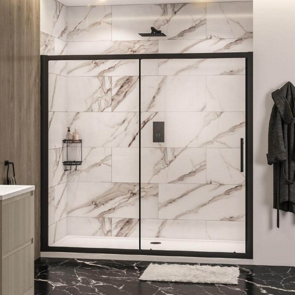 Volente 2000mm Matt Black 6mm Sliding Shower Door