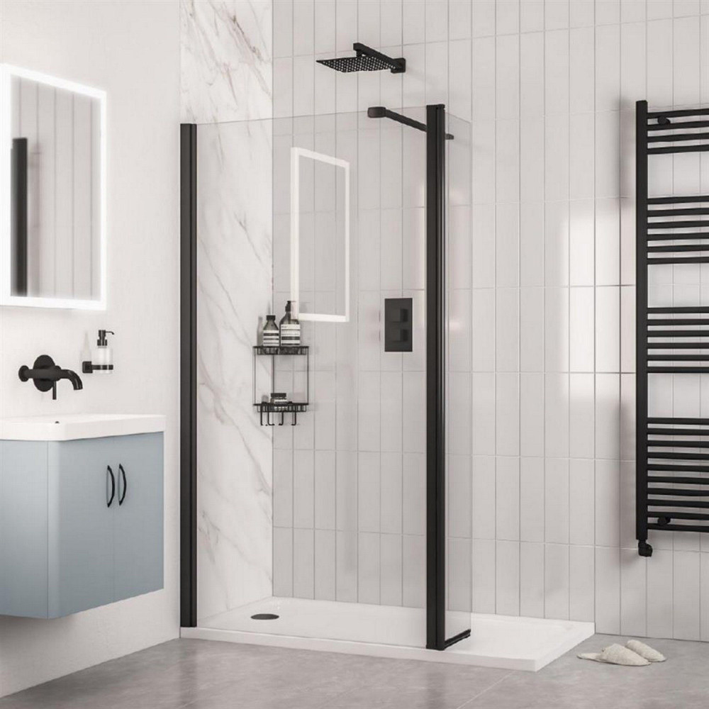 Volente 500mm Matt Black 6mm Wetroom Panel
