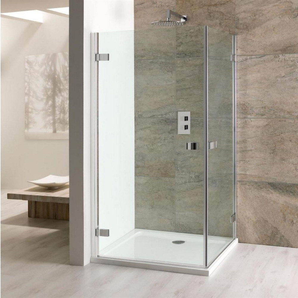Volente 900 x 800mm Chrome Double Hinge Corner Shower Enclosure