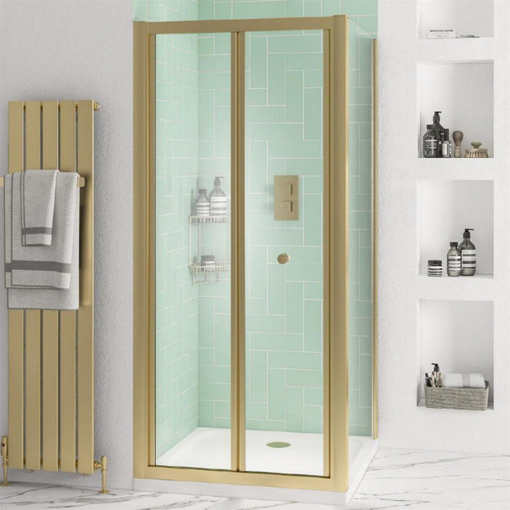 Volente Brushed Brass 900mm Bifold Shower Door