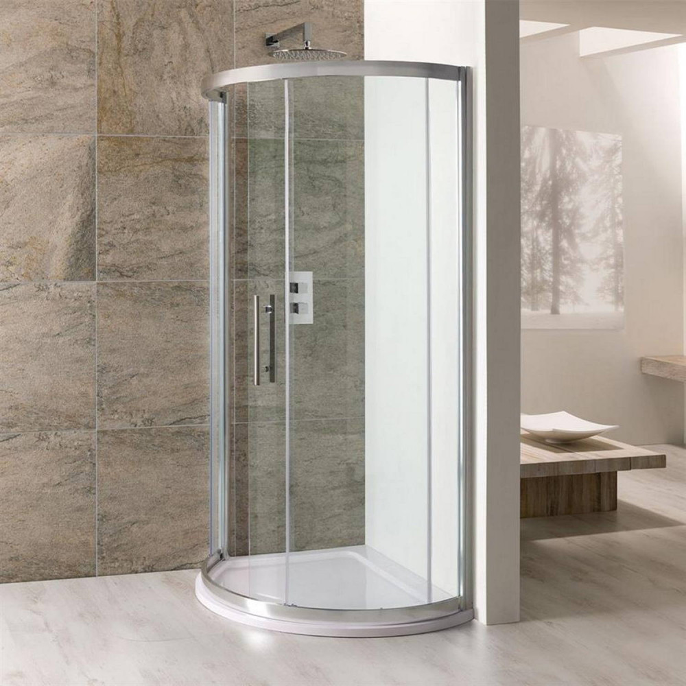Volente Chrome 1000 x 850mm Spacesaver Offset Quadrant Shower Enclosure