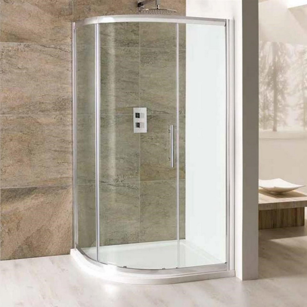 Volente Chrome 1200 x 800mm Single Door Offset Quadrant Shower Enclosure