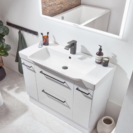 Roper Rhodes Academy 1000 Freestanding Basin Unit - Gloss White Room Setting