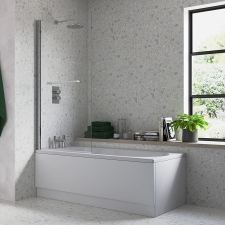 AJAX3770 Ajax 1500mm Chrome 6mm Single Straight Bath Screen with Rail Bathroom Setting