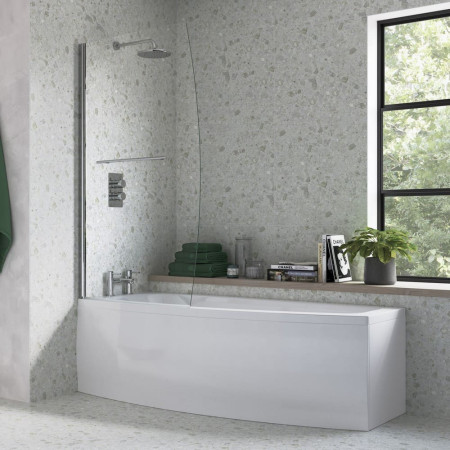 AJAX3772 Ajax 1500mm Chrome 6mm Space Saving Bath Screen Lifestyle