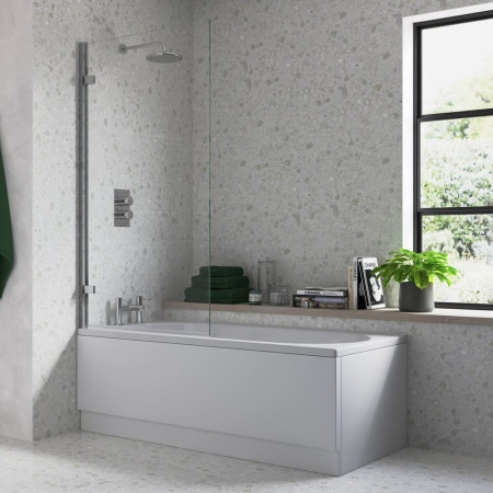 AJAX3774 Ajax 1500mm Chrome 8mm Hinged Bath Screen Lifestyle