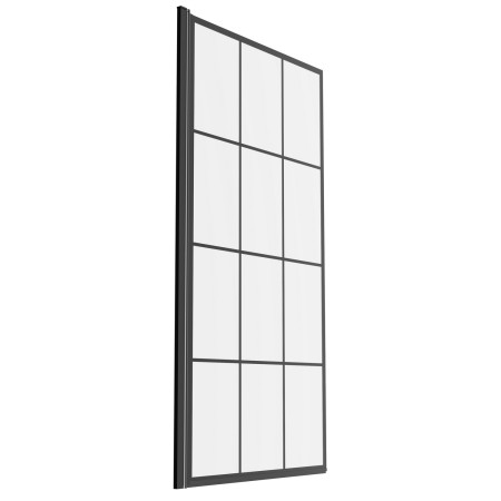 AJAX111430 Ajax 6mm Black 1400mm Square Grid Bath Screen Side View
