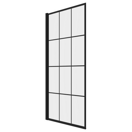 AJAX111430 Ajax 6mm Black 1400mm Square Grid Bath Screen Close Up