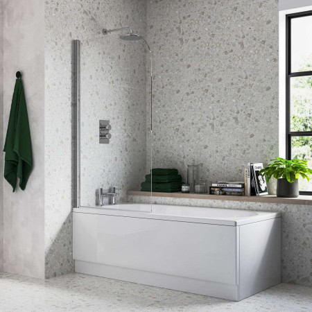 AJAX111428 Ajax 6mm Chrome 1400mm Radius Bath Screen Lifestyle