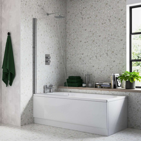 AJAX111429 Ajax 6mm Chrome 1400mm Sail Bath Screen Lifestyle