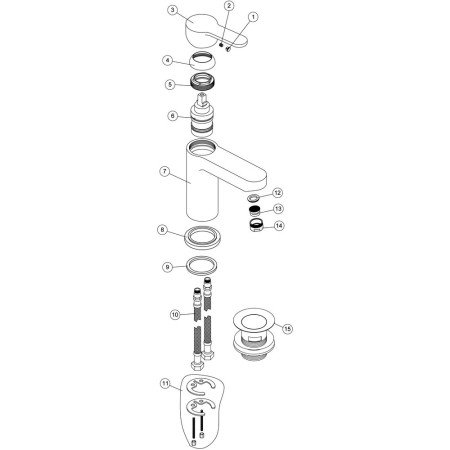 AJAX105723 Ajax Ancholme Chrome Basin Mixer with Waste Diagram