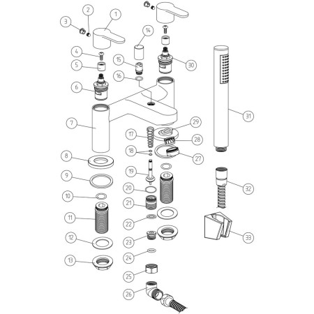 AJAX105725 Ajax Ancholme Chrome Bath Shower Mixer Diagram