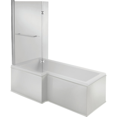 Ajax Armthorpe 1700 x 850mm Left Hand L Shaped Supercast Shower Bath with Chrome Screen