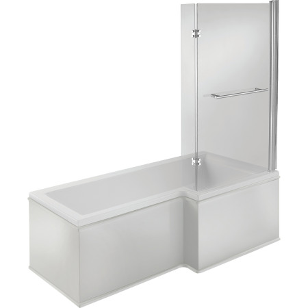Ajax Armthorpe 1700 x 850mm Right Hand L Shaped Shower Bath with Chrome Screen
