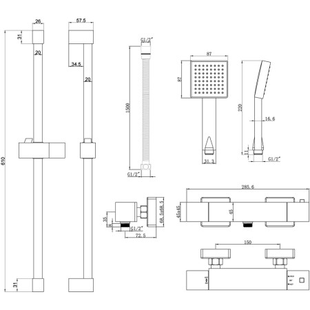 AJAX105826 Ajax Ashby Cool Touch Chrome Thermostatic Bar Mixer Shower (2)