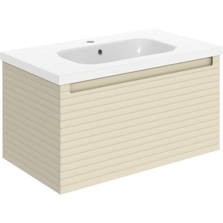 Ajax Barnoldby 815mm Wall Hung Matt Cotton Vanity Unit with Basin