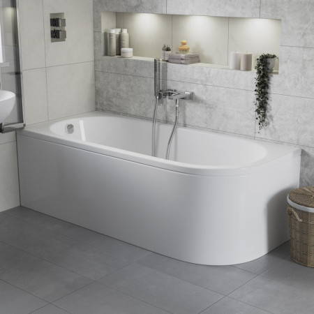 AJAX105665 Ajax Bawtry 1500 x 725mm J Shaped Back to Wall Left Hand Corner Bath Lifestyle