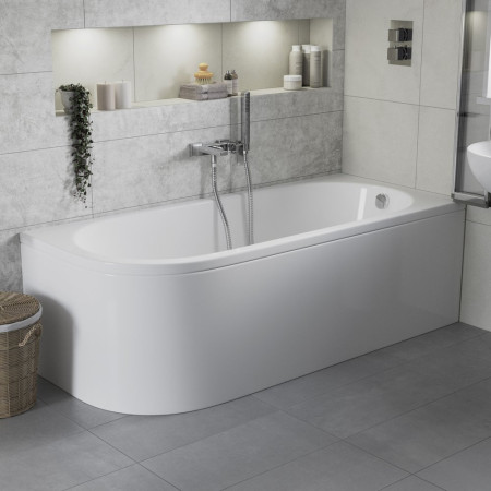 AJAX105664 Ajax Bawtry 1700 x 725mm J Shaped Back to Wall Right Hand Corner Bath Lifestyle