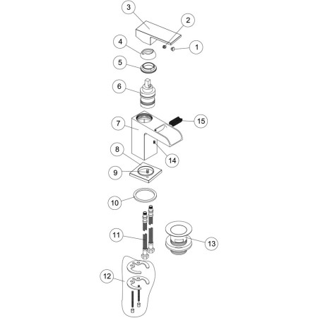 AJAX105712 Ajax Beck Chrome Basin Mixer with Waste Diagram