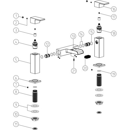 AJAX105715 Ajax Beck Chrome Bath Filler Diagram