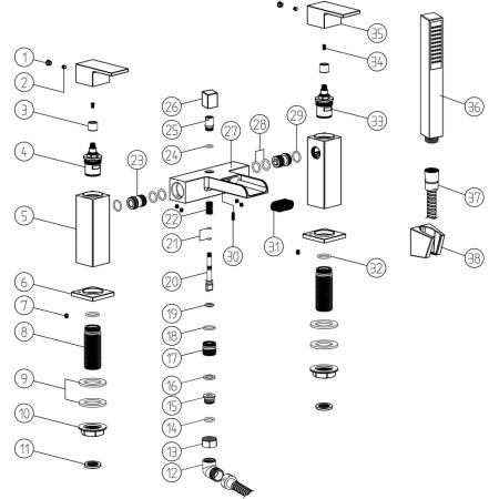 AJAX105716 Ajax Beck Chrome Bath Shower Mixer Diagram