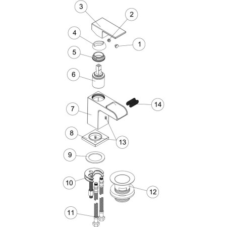 AJAX105713 Ajax Beck Chrome Cloakroom Basin Mixer with Waste Diagram