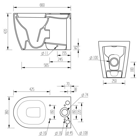 AJAX116023 Ajax Beckering Close Coupled Fully Shrouded WC and Seat Pan Dimensions