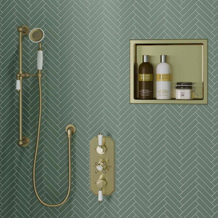 AJAX116273 Ajax Beelsby Brushed Brass Traditional Wall Outlet Elbow Lifestyle