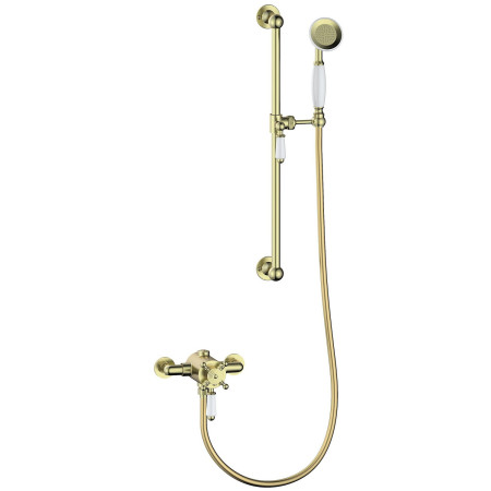 Ajax Beelsby Traditional Brushed Brass Concentric Shower with Riser Kit