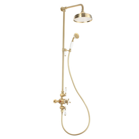 Ajax Beelsby Traditional Brushed Brass Shower with Riser Kit and Overhead
