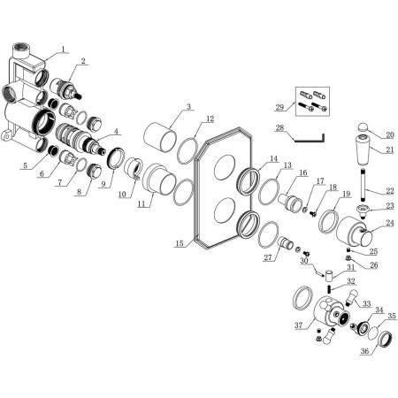 AJAX105883 Ajax Beelsby Traditional Single Outlet Chrome Concealed Shower Valve Parts Diagram
