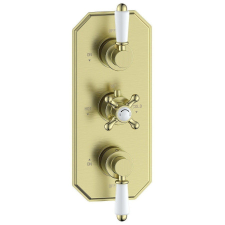 AJAX116275 Ajax Beelsby Traditional Two Outlet Brushed Brass Concealed Shower Valve