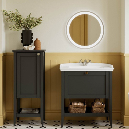 AJAX116285 Ajax Berberis 600mm Round Back Lit LED Bathroom Mirror Lifestyle