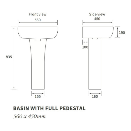 AJAX1779 Ajax Binbrook 1TH Basin and Pedestal Line Drawing