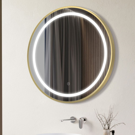 AJAX106253 Ajax Bracken 600mm Brushed Brass Front Lit LED Bathroom Mirror Lifestyle