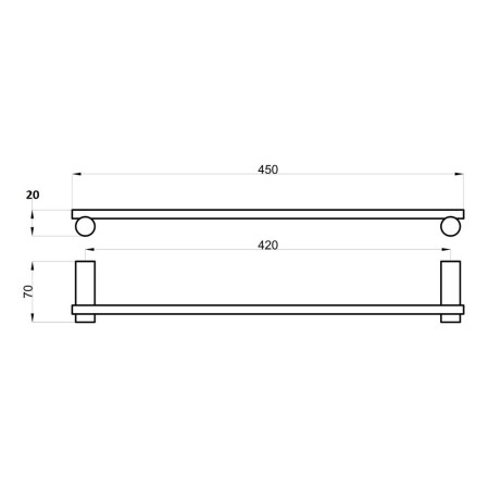 AJAX101679 Ajax Bradley Chrome Toilet Roll Holder Line Drawing