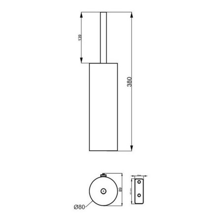 AJAX101687 Ajax Bradley Matt Black Wall Mounted Toilet Brush Holder Dimensions