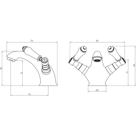 AJAX105754 Ajax Brant Chrome Traditional Basin Mixer with Waste Dimensions
