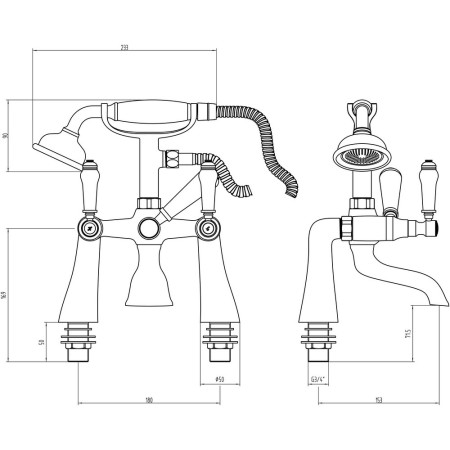 AJAX105596 Ajax Brant Chrome Traditional Bath Shower Mixer (4)